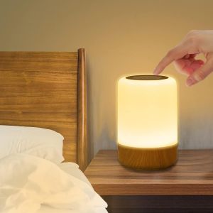 Lampe De Chevet Tactile, Lampe Led Sans Fil A Pile Avec 8 Couleur Changeante Et 3 Intensit&eacute; Lumi&egrave;re, Veilleuse Led Enfant Rechargeable Avec Fonction De Minuterie Pour Chambre Table Nuit - Neuf