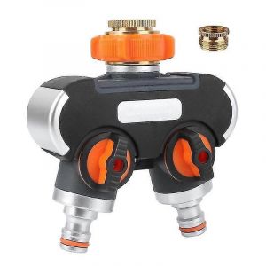 Répartiteur de tuyau d'arrosage à 2 voies,connecteur de tuyau d'arrosage,débit d'eau réglable,idéal pour robinet extérieur - Neuf