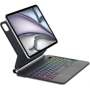 Étui Clavier Pour Ipad Air 11"" (M2) 2024, Air 6th/5th/4th Generation, Clavier Pour Ipad Pro 11"" (4a/3a/2a/1a) Génération Avec Pavé Tactile, Magnétique Flottant Design, Rétro-Éclairage, Noir[Z2114] - Neuf