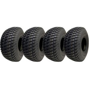 15x6.00-6 Lawnmower Grass Tyres Turf Ride On Mower Tubeless P332 4ply (Set of 4) - Neuf