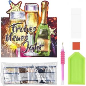 Diamond Painting Carte De Montage 370 G/M² 16,3 Cm X 16 Cm Avec Enveloppe Et Outils Motif Bonne Année - Neuf