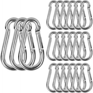 Checarzhn--No1-M6 Mousqueton Acier Galvanisé, 60 Pcs Mousqueton De Fixation Pour Charges Lourdes - Capacité De Charge De 120 Kg/260 Lb, Crochet Mousquetons - 60mm X 6 Mm - Neuf
