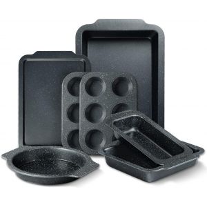 Jexnovashop-Antiadh&eacute;sif Set De Moules &Agrave; P&acirc;tisserie 7 Pi&egrave;ces Batteries De Cuisson Feuilles De Cuisson Pour Le Four Set De Cuisson Feuille De Cuisson Cake Pan Moule &Agrave; Pain Muffins Po&ecirc;le &Agrave; Pain Cupcakes - Neuf