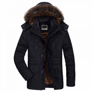Manteau En Coton Rembourré Pour Homme,Veste À Capuche,Longue Doublure En Laine,Parkas De Neige,Fourrure En Peluche,Extérieur,Hiver - Neuf