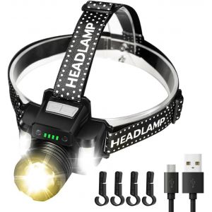 Eryi-Lampe Frontale Led 2000 Lumen Usb Rechargeable Lumière Chaude Super Brillante, Feu Rouge, Détecteur De Mouvement, Focus Réglable, Étanchéité, Entretien De La Voiture, Le Camping, La Chasse - Neuf
