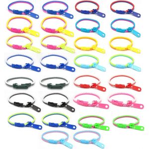 RVKAL-Lot De 30 Bracelets À Fermeture Éclair De Couleurs Mélangées-Jouets Sensoriels-Soulage Le Stress-Bracelets D'Amitié Pour Enfants,Bijoux Tendance,Cadeaux De Fête D'Anniversaire Pour - Neuf