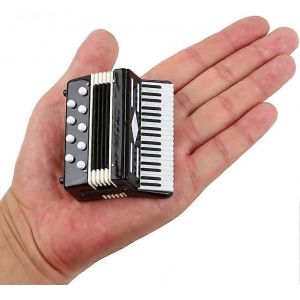 Accordéon miniature avec boîte Mini instrument réplique objets de collection miniature maison de poupée modèle Home Dec - Neuf