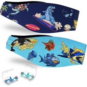 Bandeau de Natation Enfants ¿ Bandeau en Néoprène avec 2 Paires de Bouchons d¿Oreilles, Haute Élasticité et Fermeture Velcro ¿ Protège les Oreilles pour Piscine, Plongée et Sports Aquatiques - Neuf