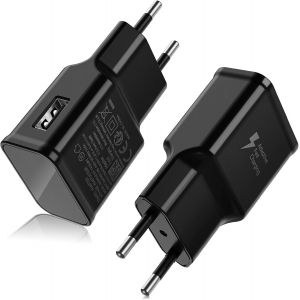 JGD-Chargeur Rapide 15W 2 en 1, Bloc Mural USB Compatible pour Samsung Galaxy S23/S22/A80/A54 Adaptateur Secteur pour T&eacute;l&eacute;phone/Tablette - Noir - Neuf
