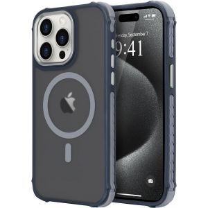 Eryi-Coque Magnétique Pour Iphone 15 Pro Max Compatible Avec Magsafe Recharge Sans Fil Étui Housse De Protection Antichoc En Tpu Antichoc/Pc Dur Housse Arrière Pour Iphone 15 Pro Max,Gris - Neuf
