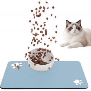 Tapis D'alimentation Pour Chiens Et Chats 40 X 60 Cm,Tapis De Gamelle Antidérapant Pour Chat,Tapis Chien Gamelle De Terre De Diatomée,Imperméable Et Antidérapant (- Bleu) - Neuf