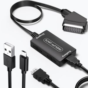 Adaptateur Péritel Vers Hdmi Avec Câbles,Full Hd 720p/1080p Convertisseur Péritel Vers Hdmi,Convertisseur Audio Vidéo Pour Hdtv/Monitor/Stb/Xbox/Ps3/Sky Dvd - Neuf