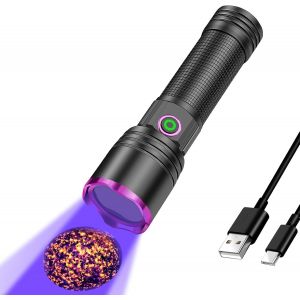 DOOL-Lampe Torche Uv 365 Nm Rechargeable,Lampe Torche Ultraviolette À Lumière Noire,Détecteur D'Urine Pour Le Durcissement De La Résine,La Pêche,La Colle Sèche,Les Minéraux,La Teigne - Neuf
