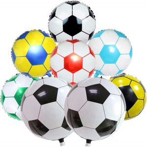 SJZG-Lot De 8 Ballons De Football, En Aluminium 4D, De 55 Cm Et Ballons &Agrave; L'H&eacute;lium Multicolores De 45,7 Cm Pour Gar&ccedil;ons, Enfants, Fans De Football, D&eacute;coration D'Anniversaire Coupe Du Monde 2022, D&eacute;co - Neuf