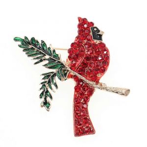 Broche Cardinal En Strass Rouges, Bijou Oiseau En Cristal, Accessoire De Mode Pour Les F&ecirc;tes De Fin D'ann&eacute;e. - Neuf