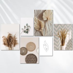 Eryi-Lot De 6 Affiches Design Pour Décoration Murale Beige Modern Tableaux Posters Pour La Maison, Bureau, Salon, Chambre, Cuisine | 4 X A3 (30x42cm) + 2 X A4 (21x30cm) | Sans Cadres - Neuf
