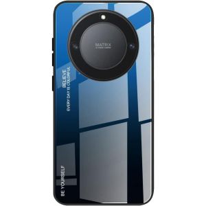 Kal-Coque Pour Honor Magic 5 Lite 5g (Magic5 Lite) / X9a, Etui Dégradé De Couleur Verre Trempé Back Coque + Souple Silicone Tpu Case Cover Protection Antichoc Housse (Bleu/Noir) - Neuf