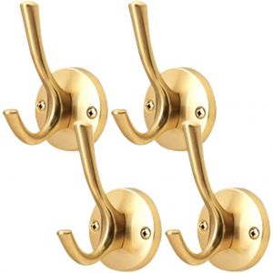 Lot de 4 crochets pour manteaux et chapeaux, crochets métalliques solides pour suspendre vêtements, crochets muraux pour serviettes, pour la maison, dorés - Neuf