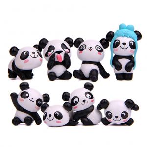 Lot de 8 figurines de panda mignonnes, jouets, figurines d'anime, ornements succulents, bricolage, materiaux, cadeaux, jouets - Neuf