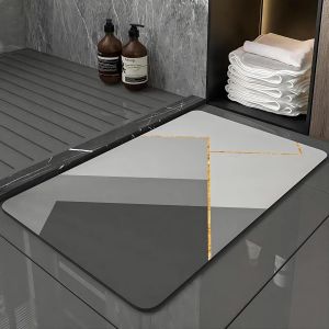 La Diatomite Microfibre Tapis De Bain Antidérapant Absorbant Doux Séchage Rapide Gris 40 X 60 Cm Gris Plumes - Neuf