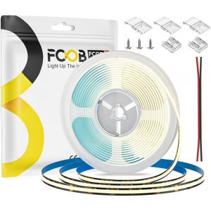 COB Bande LED Flexible Haute Densit&eacute; Blanc Chaud 3000K 480LEDs/M 9W/M 16.4FT/5M DC24V 8mm Largeur PCB Noir Lumi&egrave;re LED Dimmable IP30 pour D&eacute;coration Int&eacute;rieure(Sans contr&ocirc;leur ni alimentation) - Neuf