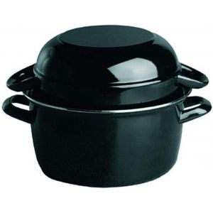 Subzonal-Pot &Agrave; Moules De Service En Acier &Eacute;maill&eacute; Noir - Pour 1 Kg De Fruits De Mer, Capacit&eacute; 2,6 Litres, 20 X 25 Cm, Hauteur 17 Cm - Neuf