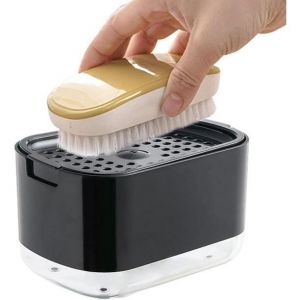 Distributeur de savon &agrave; vaisselle, distributeur de savon pour lave-vaisselle - Distributeur de savon liquide pour &eacute;vier de cuisine (noir) - Neuf