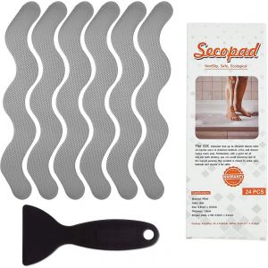 Autocollants De Douche Antidérapants Brevetés, Lot De 24 Pièces, Autocollants De Sécurité Pour Baignoire Avec Grattoir Marin Avancé, Échelle D'escalier De Baignoire Et De Douche (Gris) - Neuf