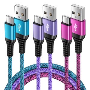 Thef-Cable Usb C Charge Rapide, [1m, Lot De 3] Chargeur Câble Usb Type C Pour Samsung Galaxy S25 S24 Ultra S23 Fe S22 S21 A56 A55 5g A54 A53 A36 A35 A34 A26 A25 A16 A15 A14 A06s A05s Iphone 16 15 Pro - Neuf