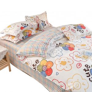Hjlian Parure De Lit En Coton Doux Et Confortable, Impression Exquise, Epaisse, Pour L'automne Et L'hiver, Sunshine Kingdom, 1,5 Drap [Housse De Couette 150 X 200 Cm/59,1 X 78,7 Pouces], Ensemble De 4 Pieces - Neuf