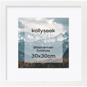 FCHHK-cadre photo 30x30cm blanc bois massif avec allée pin cadre photo avec verre acrylique anti - casse pin cadre photo blanc - Neuf