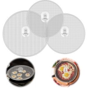 Jexnovashop-3pcs Couvercle Anti Projection 34cm, Couvercle Anti Eclaboussure Grille Anti &Eacute;claboussures Po&ecirc;le En Acier Inoxydable Avec Poign&eacute;e Pour Po&ecirc;le - Neuf