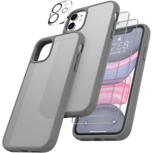 4 En 1 Coque Pour Iphone 11 Avec 2 Verre Tremp&eacute; Et 1 Cam&eacute;ra Protecteur, [Coussin D'Air Int&eacute;gr&eacute;] Antichoc Antirayures Bumper Protection Housse Pour Iphone 11 6.1"", Gris - Neuf