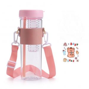 Bouteille D'eau Avec Paille, Grande Carafe Portable Avec Bandouliere Reglable Pour Fitness, Gym, Camping, Sports, Voyage - Neuf
