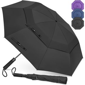 Large Compact Parapluie De Golf 54/62 Pouces,Parapluie R&eacute;Sistant Au Vent Parapluie Pliant Portable pour Le Voyage &agrave; Double Canop&eacute;E Ventil&eacute;E pour Hommes Femmes - Neuf
