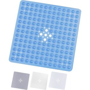 SJZG-Tapis De Bain Antidérapant U2013 Tapis De Douche Carré 53 X 53 Cm Avec 164 Ventouses Puissantes Et Trous De Drainage U2013 Tapis De Salle De Bain En Caoutchouc Souple Lavable En Machine - Neuf