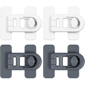 Serrures De S&eacute;curit&eacute; Pour Enfants Lot De 4 Verrous De Tiroir Auto-Adh&eacute;sifs Et R&eacute;glables Avec S&eacute;curit&eacute; Enfant - Neuf