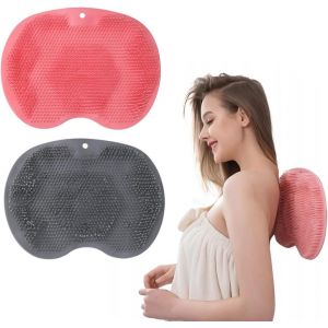 2 Pi&egrave;ces Tapis De Lavage Pour Les Pieds,Brosse Pour Les Pieds, Brosse Pour Le Dos Avec Ventouses Antid&eacute;rapantes, Appareil De Massage Des Pieds Pour Les Soins Des Pieds, Relaxation(Gris, Rose) - Neuf