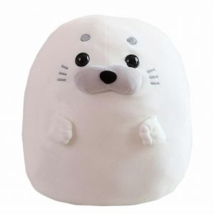 Poupée de phoque douce en peluche de ragdoll en forme de boulette de phoque otarie-Blanc - Neuf