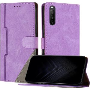 Kal-Étui Pour Sony Xperia 10 V 2023, Housse En Cuir Pu Avec [Protection Antichoc Tpu] [Fonction Support] [Porte-Cartes ] Antichoc Magnétique Coque Pour Xperia 10 V 2023 - Violet - Neuf