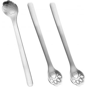 Lot De 3 Cuill&egrave;res &Agrave; Caf&eacute; En Acier Inoxydable Cuill&egrave;re &Agrave; Caf&eacute; En Forme De Patte De Chat Cuill&egrave;re &Agrave; Cr&egrave;me Glac&eacute;e Pour Ap&eacute;ritif Dessert Caf&eacute; Th&eacute; Lait - Neuf