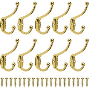 Jexnovashop-Rétro Crochet Patère Porte Manteau Mural Vintage Crochet De Porte Métal Pour Salle De Bain Cuisine Chambre Entrée 10 Pièces Or - Neuf