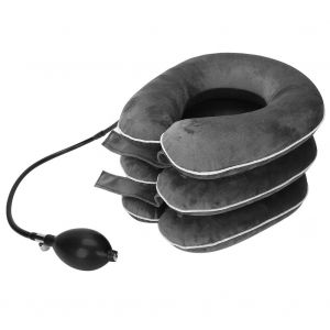 Collier Cervical Gonflable, Support De Traction Pour Le Cou, Soulagement De La Douleur, Massage, Civiere Pour Le Cou, Gris - Neuf
