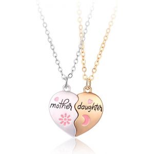 Kal-2 Pièces, Collier Mère Et Fille Colliers Pendentif Coeur, Collier D'amitié Magnétiques Collier Maman, Cadeau Bijoux De Fête Des Mères/D'anniversaire/Noël/Saint-Valentin Pour Maman Filles Épouse - Neuf