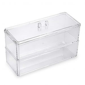 Acrylique Maquillage Organisateur de la Bo&icirc;te avec Couvercle, Double Pont Commode Cas pour les Bijoux et les Cosm&eacute;tiques, 2 Compartiment de Stockage de salle de Bains - Neuf