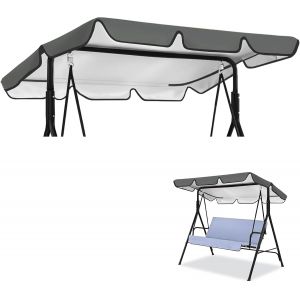 LETNERNY-Housse De Toit Pour Balancelle 3 Places, 210 X 145 Cm, Gris, Tissu Oxford 420D, Toit De Rechange, Pour Balancelle De Jardin, Bache De Toit, Imperm¿¿able, Protection Uv - Neuf