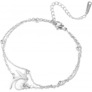 Eryi-Beaux Bracelets À Breloques En Forme De Fleur De Colibri Bracelet À Chaîne De Perles Double Couche En Acier Inoxydable De Colibri Bijoux D'animaux Bohèmes Pour Femmes Et Hommes - Neuf