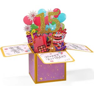 Checarzhn--No1-Carte Pop-Up Sur Le Thème « Happy Birthday » Pour Fille De 15 Ans Garçon Mignon Cadeau D'anniversaire 3d Avec Enveloppes Cartes De V?Ux Uniques Pliables 3d - Neuf