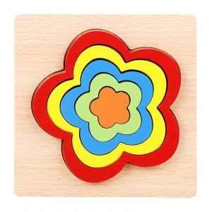 Puzzle Arc-En-Ciel Pour Enfants, Jeu De Table, Jeu De Correspondance De Formes, Planche De Puzzle À Chevilles, Aide Pédagogique, Jouet De Motricité Fine Pour Enfants-Fleur - Neuf