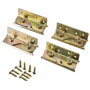 Ensemble de 4 supports de charni&egrave;res de lit robustes avec vis pour cadres de lit - Neuf